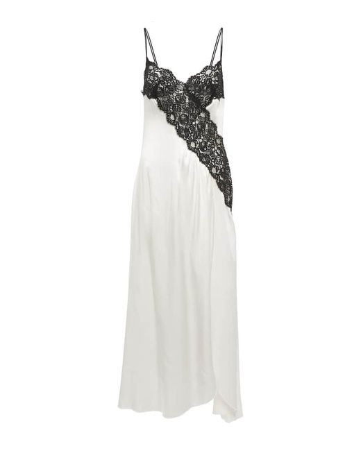 Rodarte White Lace-trimmed Silk Satin Slip Dress