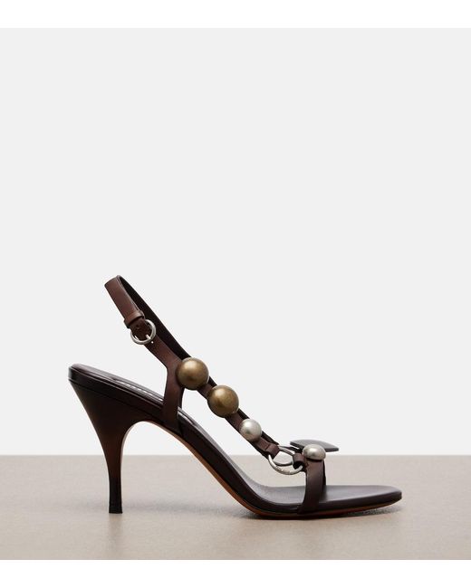 Miu Miu Black Embellished Leather Sandals