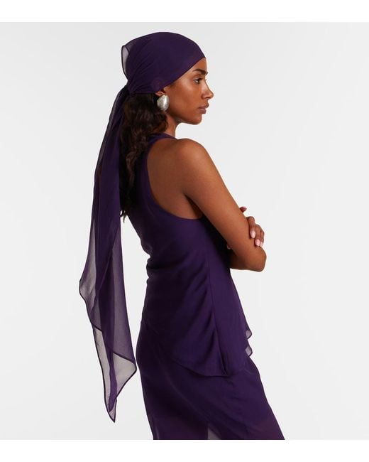 De La Vali Blue Diosa Draped Georgette Top