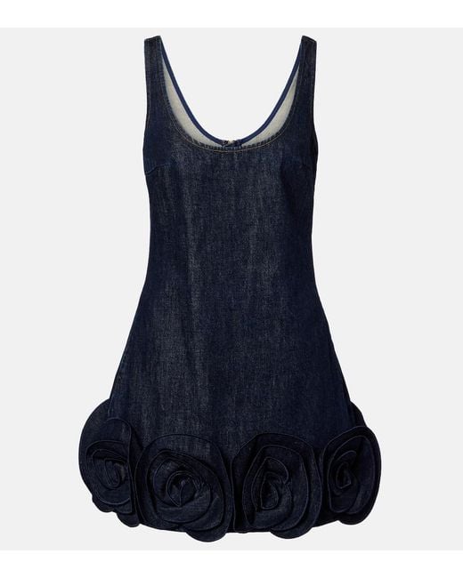 Vestido Bustier De Denim De Algodon Self-Portrait de color Blue