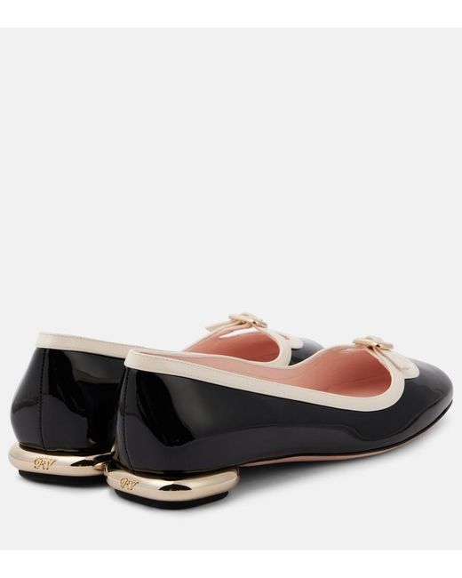 Roger Vivier Black Viv' Podium Patent Leather Ballet Flats