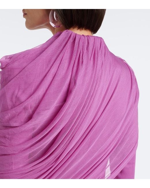 Christopher Esber Pink Veil Draped Caped Minidress