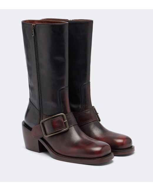 Dries Van Noten Brown Leather Biker Boots