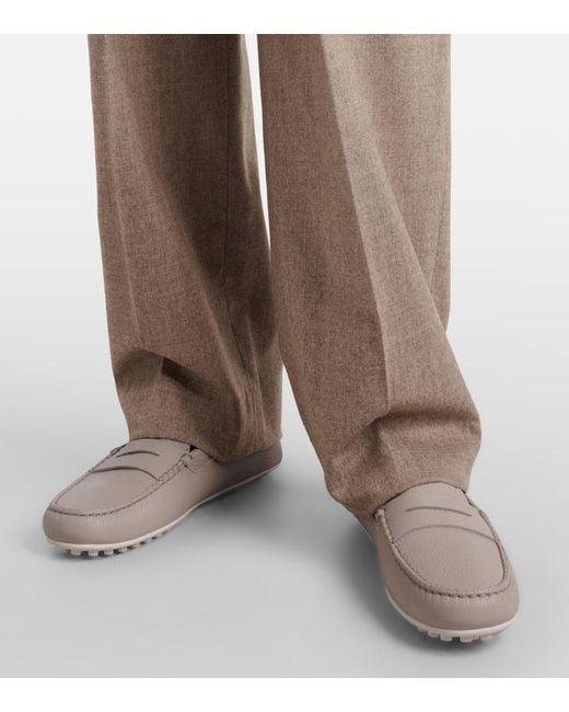 Tod's Brown City Gommino Leather Penny Loafers