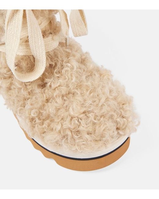 Stella McCartney Natural Sneak-Elyse Plush Teddy Snow Boots