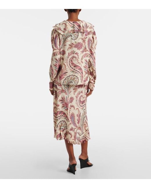 Etro Pink Printed Ruffled Blouse