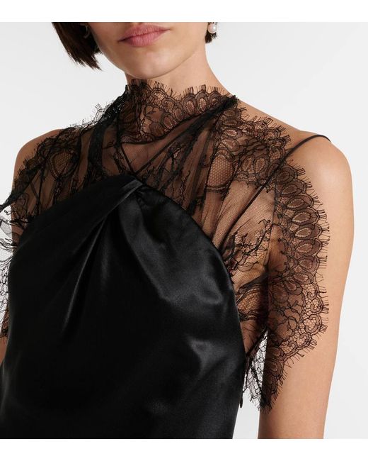 Vestido de fiesta de saten de seda con encaje Givenchy de color Black