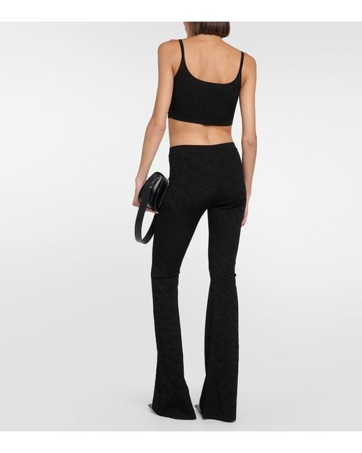 Versace Black 'la Greca' Knitted Cropped Top