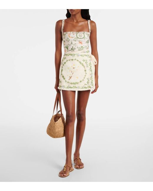 Agua Bendita Metallic Limon Printed Ruffled Swimsuit