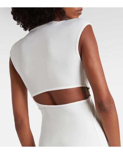 Christopher Esber White Verzierte Robe Mineral Stone Aus Jersey