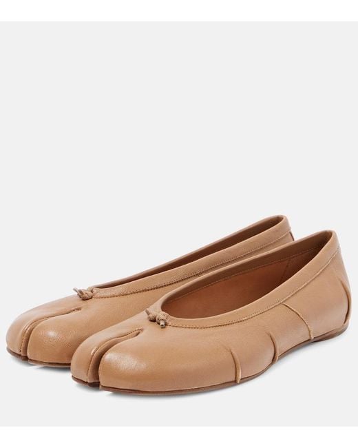Maison Margiela Brown Tabi Leather Ballet Flats