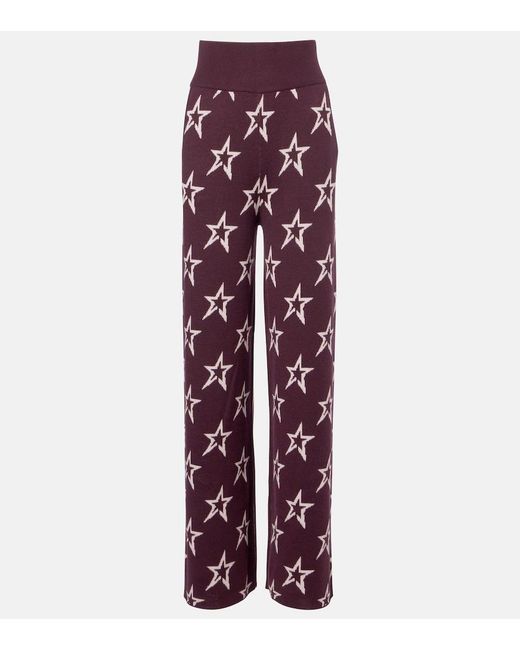 Perfect Moment Purple Chalet Knitted Wool Wide-Leg Pants