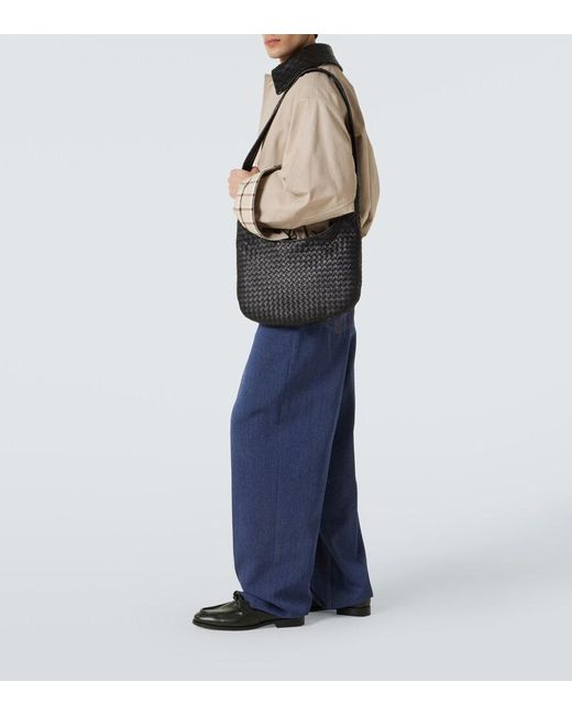Bottega Veneta Black Veneto Intrecciato Leather Messenger Bag for men