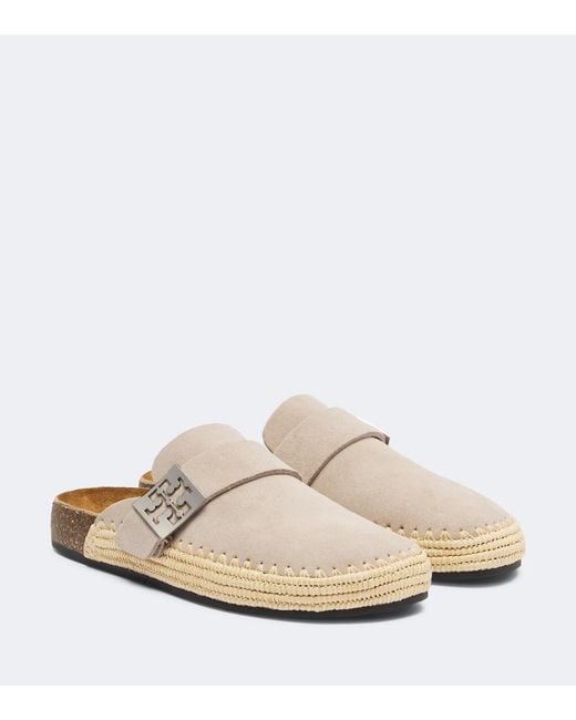 Tory Burch White Mellow Woven Suede Clogs