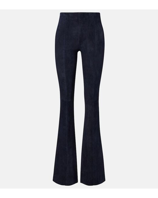 Stouls Blue Gege Suede Flared Pants