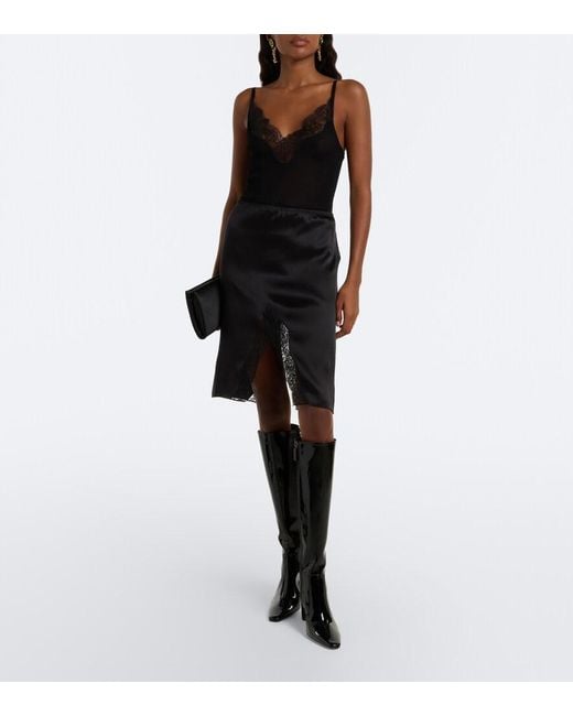 Saint Laurent Black Francoise Patent Leather Knee-High Boots