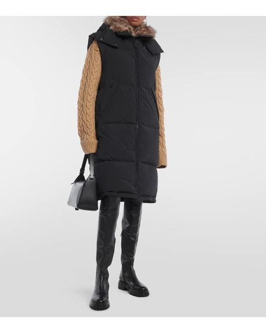 Yves Salomon Black Daunenweste Mit Shearling