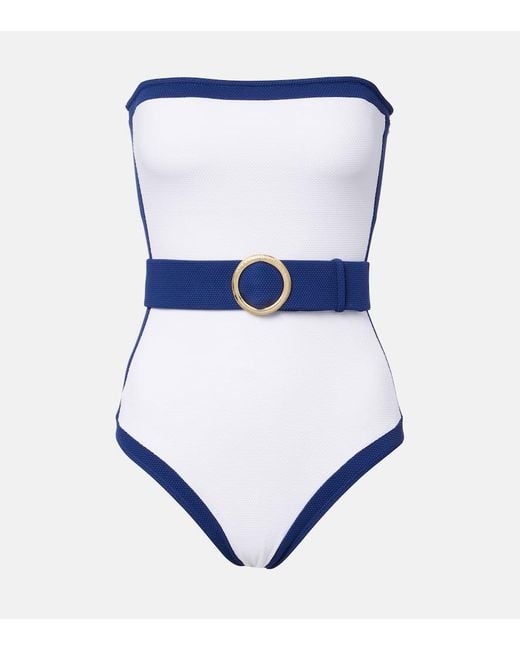 Alexandra Miro Blue Whitney Belted Swimsuit