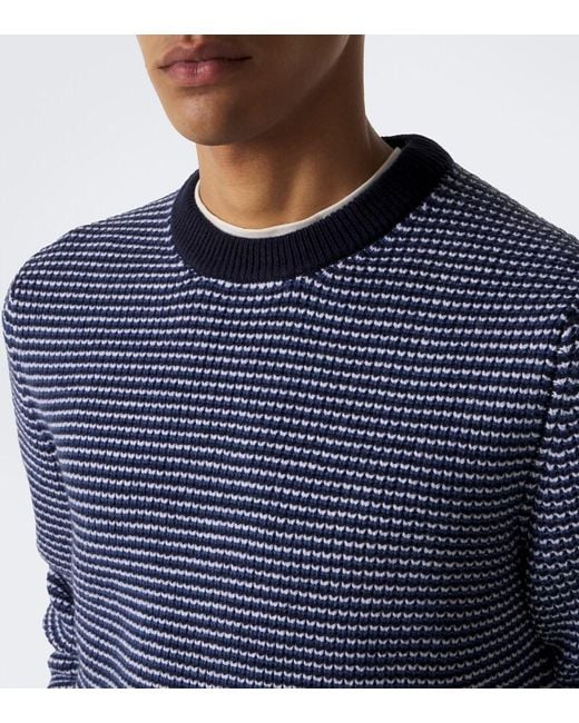 Lardini Blue Striped Wool And Cashmere Sweater for men