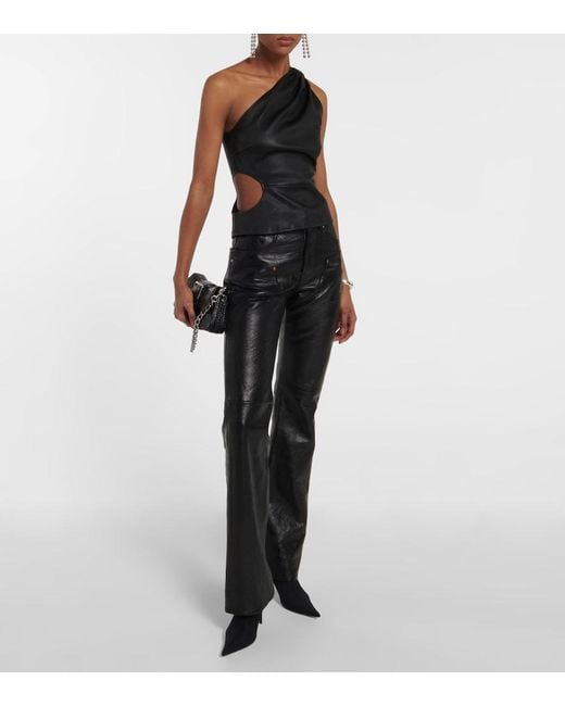 Amiri Black Cutout Leather Top