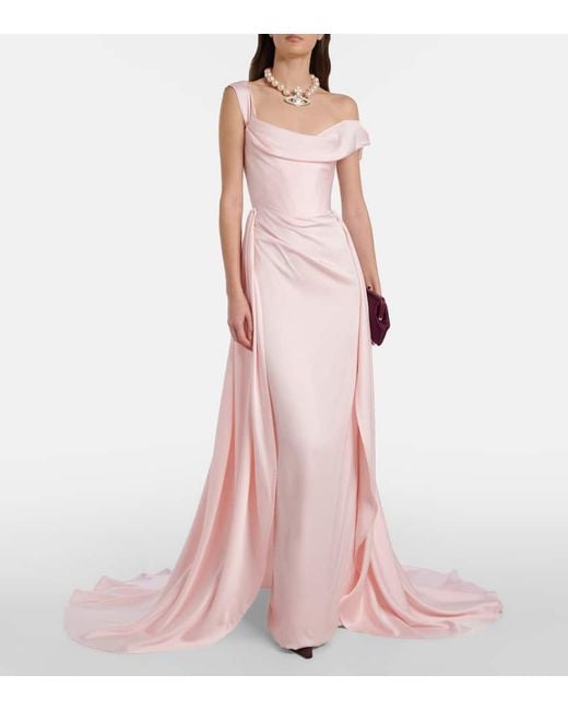 Vivienne Westwood Pink Nova Grace Draped Asymmetric Gown