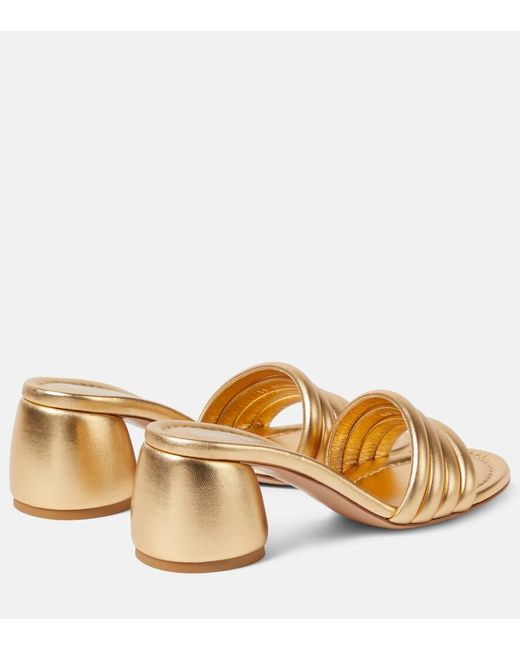 Gianvito Rossi Natural Pantoletten Malou 60 Aus Metallic-Leder