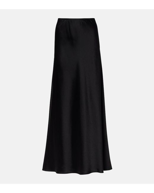 Leset Black Barb Satin Maxi Skirt
