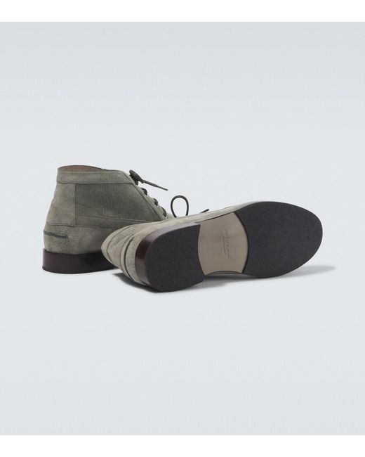 Manolo Blahnik Gray Rhinebeck Suede Desert Boots for men