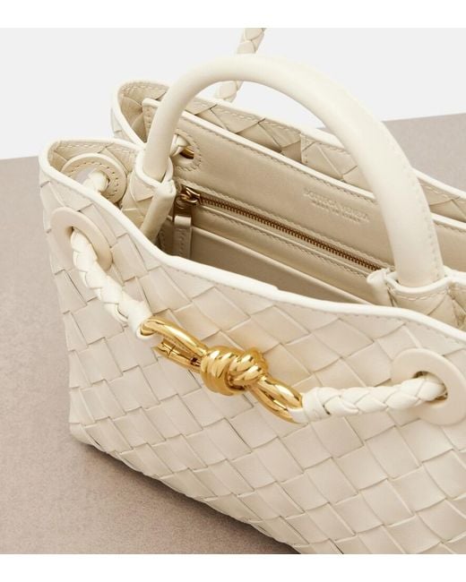 Bottega Veneta Natural Andiamo Mini Leather Top-Handle Bag