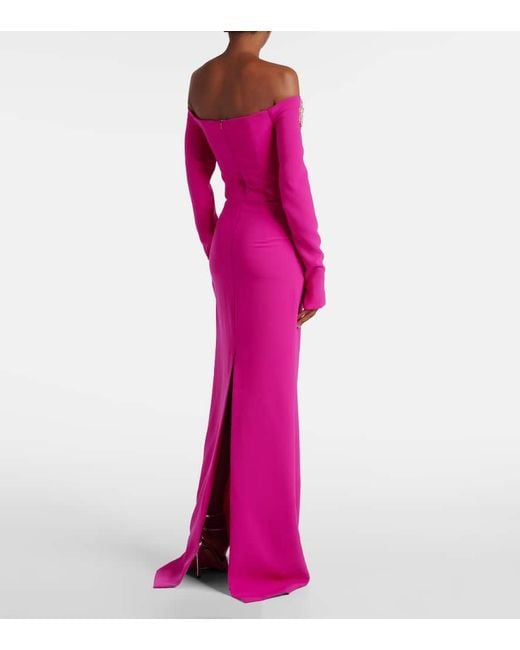 Robe Longue Meline A Encolure Bardot Costarellos en coloris Pink