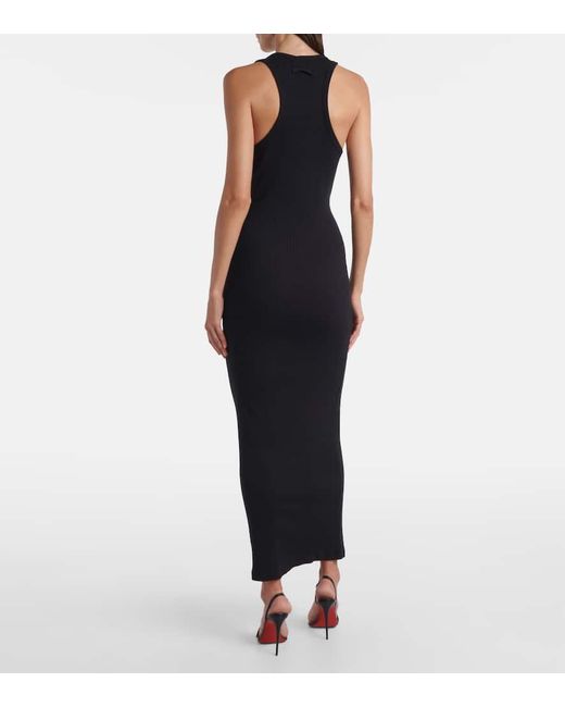 Jean Paul Gaultier Black Maxikleid Piercing Aus Baumwoll-Jersey