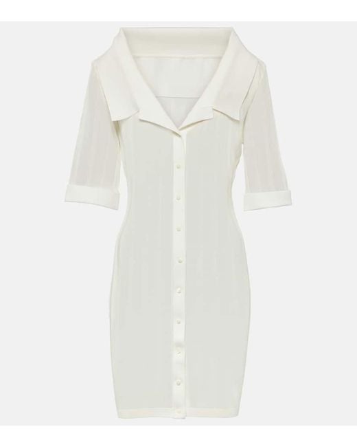 Jacquemus White Hemdblusenkleid La Mini Robe Manta Aus Jersey