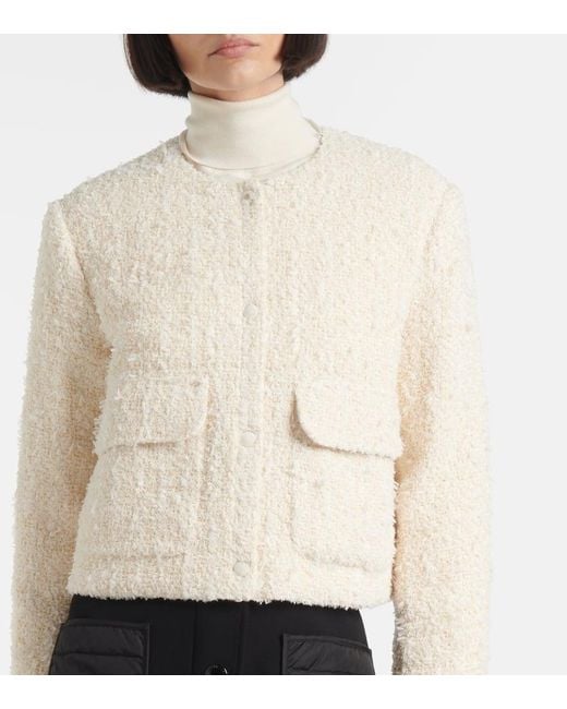 Moncler Natural Dauphin Tweed Down Jacket