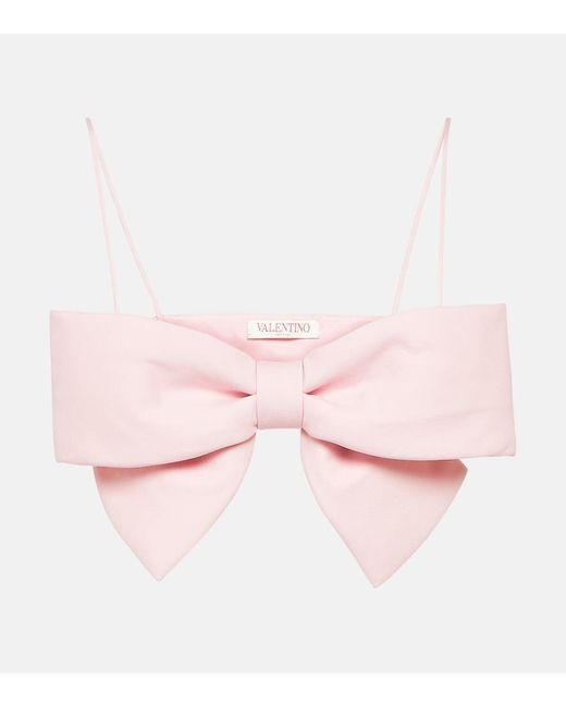 Valentino Pink Crepe Couture Bow-detail Bra Top