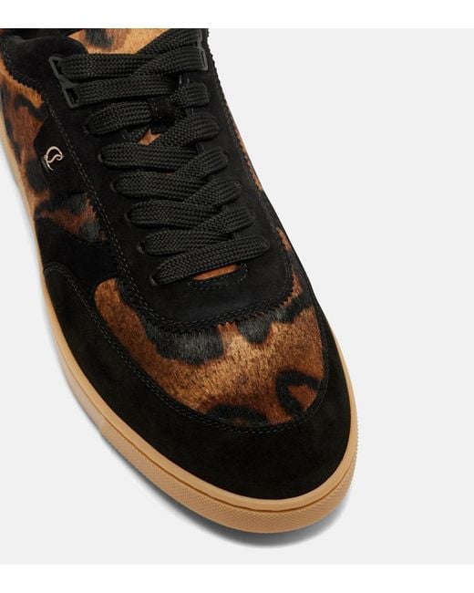 Christian Louboutin Black Suede-Trimmed Calf Hair Sneakers