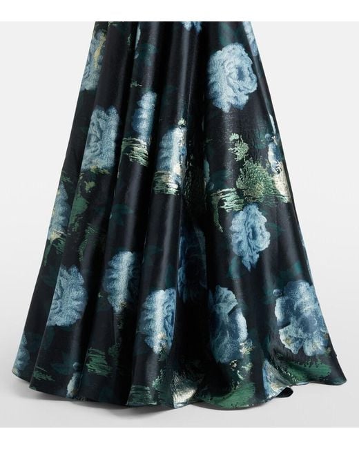 Markarian Black Laila Floral Brocade Bustier Gown