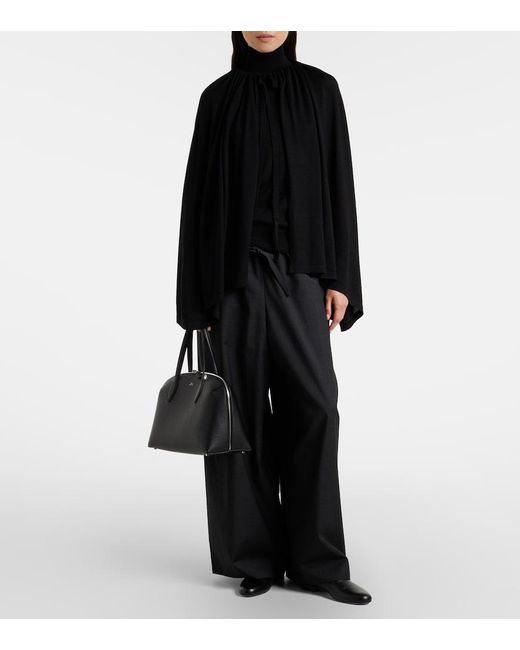 Totême  Black Wool And Silk Jersey Cape