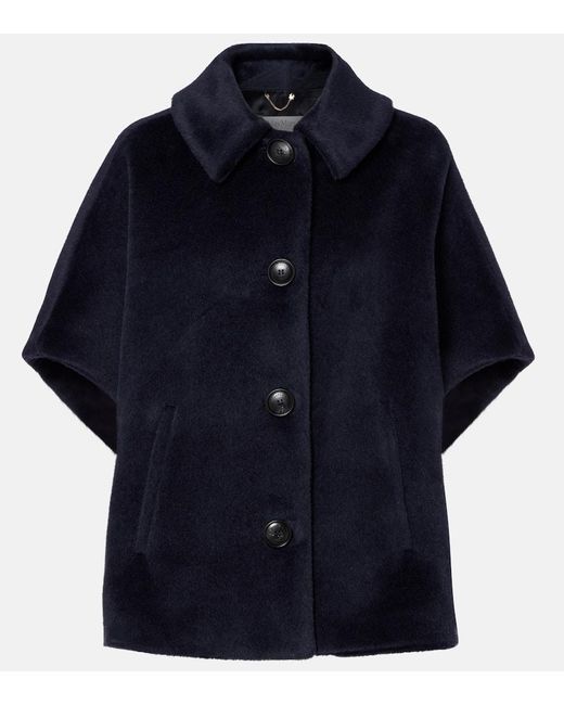 Max Mara Blue Gulie Alpaca And Wool Cape
