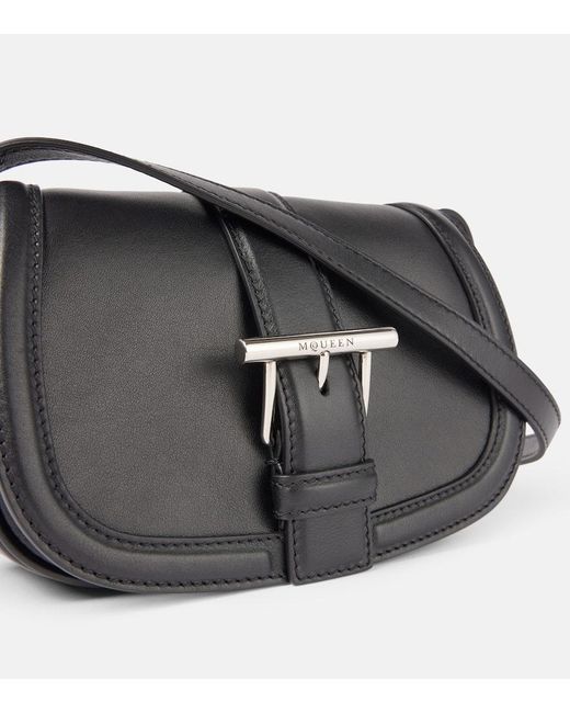 Alexander McQueen Black Schultertasche T-Bar Mini Aus Leder