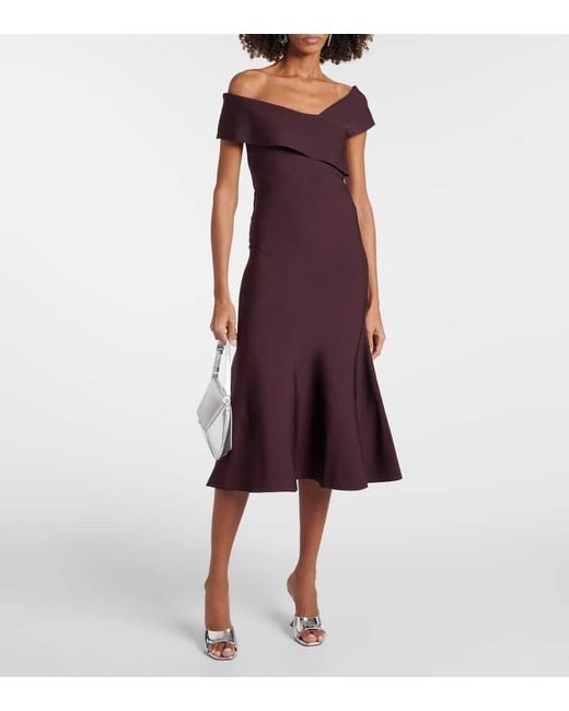 Roland Mouret Purple Off-Shoulder-Midikleid