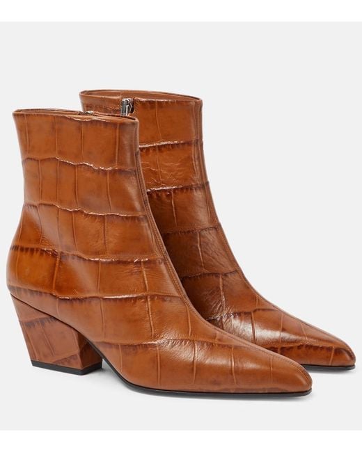 Paris Texas Brown Jane Croc-Effect Leather Knee-High Boots