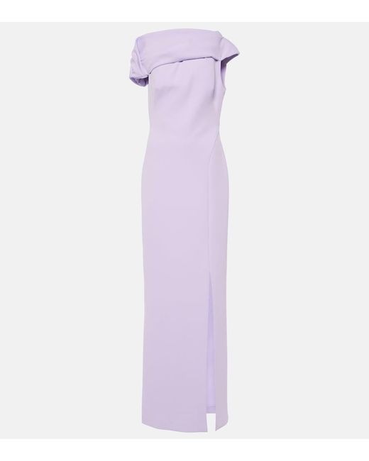 Safiyaa Purple Derra Draped Crepe Gown