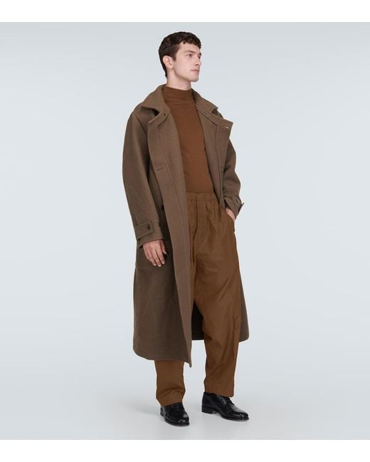 Lemaire Brown Silk Straight Pants for men
