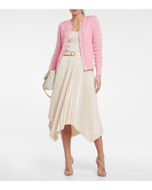 Polo Ralph Lauren Pink Cable-Knit Cotton Cardigan