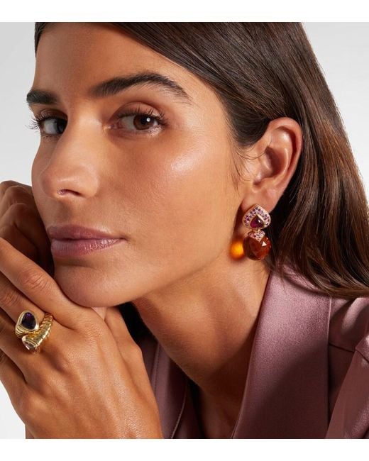 Marina B Red Acilla 18Kt Drop Earrings With Gemstones