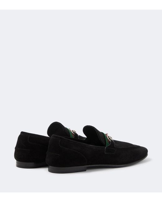 Gucci Black Como Horsebit Suede Loafers for men