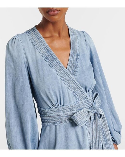 Zimmermann Blue Indra Denim Wrap Dress