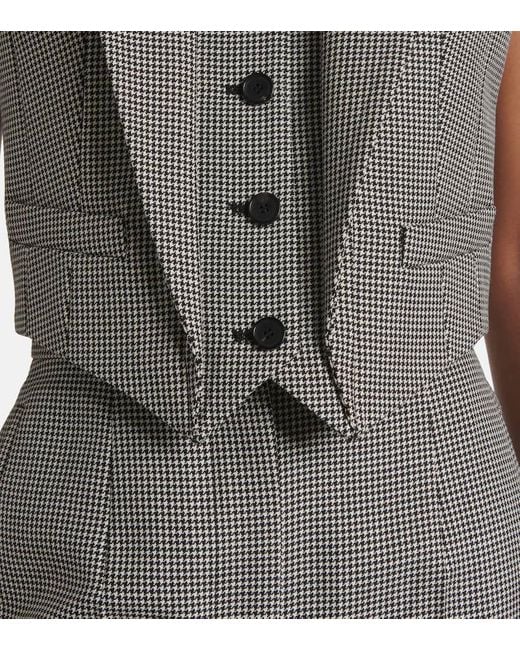 Chaleco De Lana Y Mohair Con Pata De Gallo Alexander McQueen de color Gray