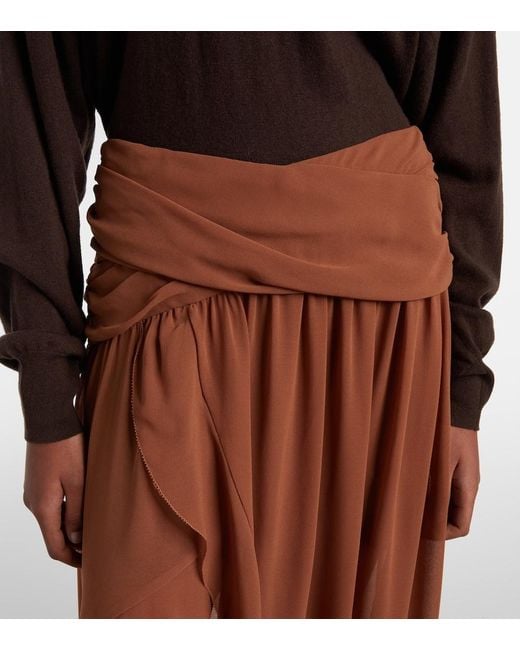 JACQUES WEI Brown Draped Asymmetric Maxi Skirt