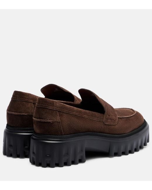Hogan Brown H700 Leather Platform Loafers